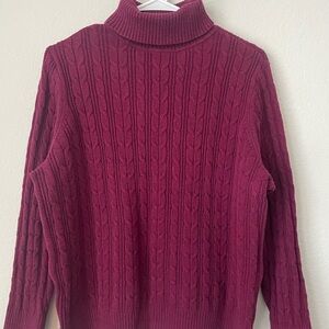 St. John's Bay Women's Plum Cable Knit Turtleneck Sweater Size 1X